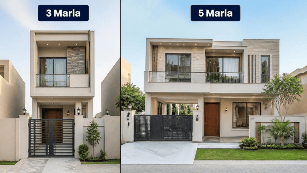Comparison of 3 Marla and 5 Marla independent houses