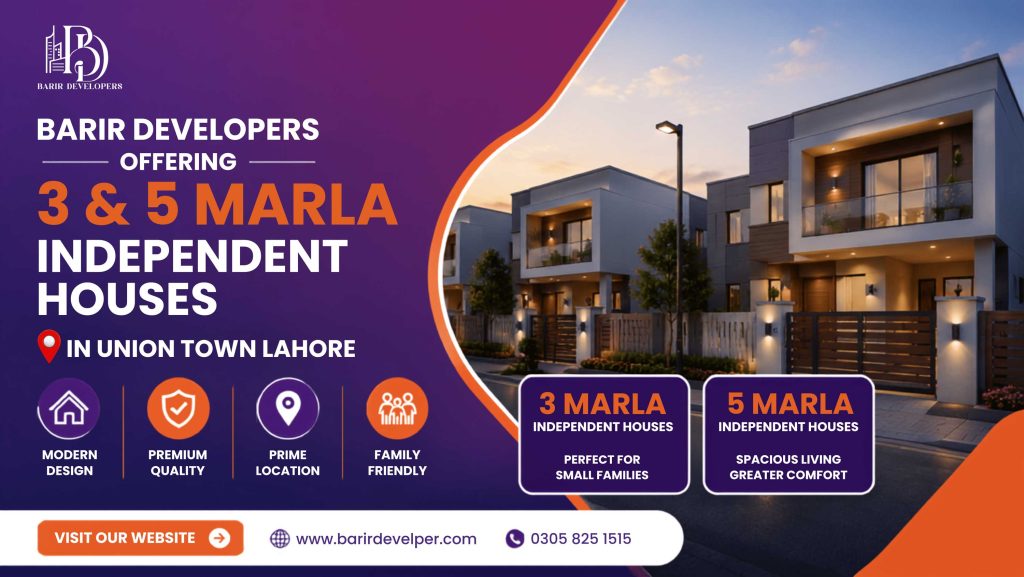 3 and 5 Marla independent houses in Union Town Lahore