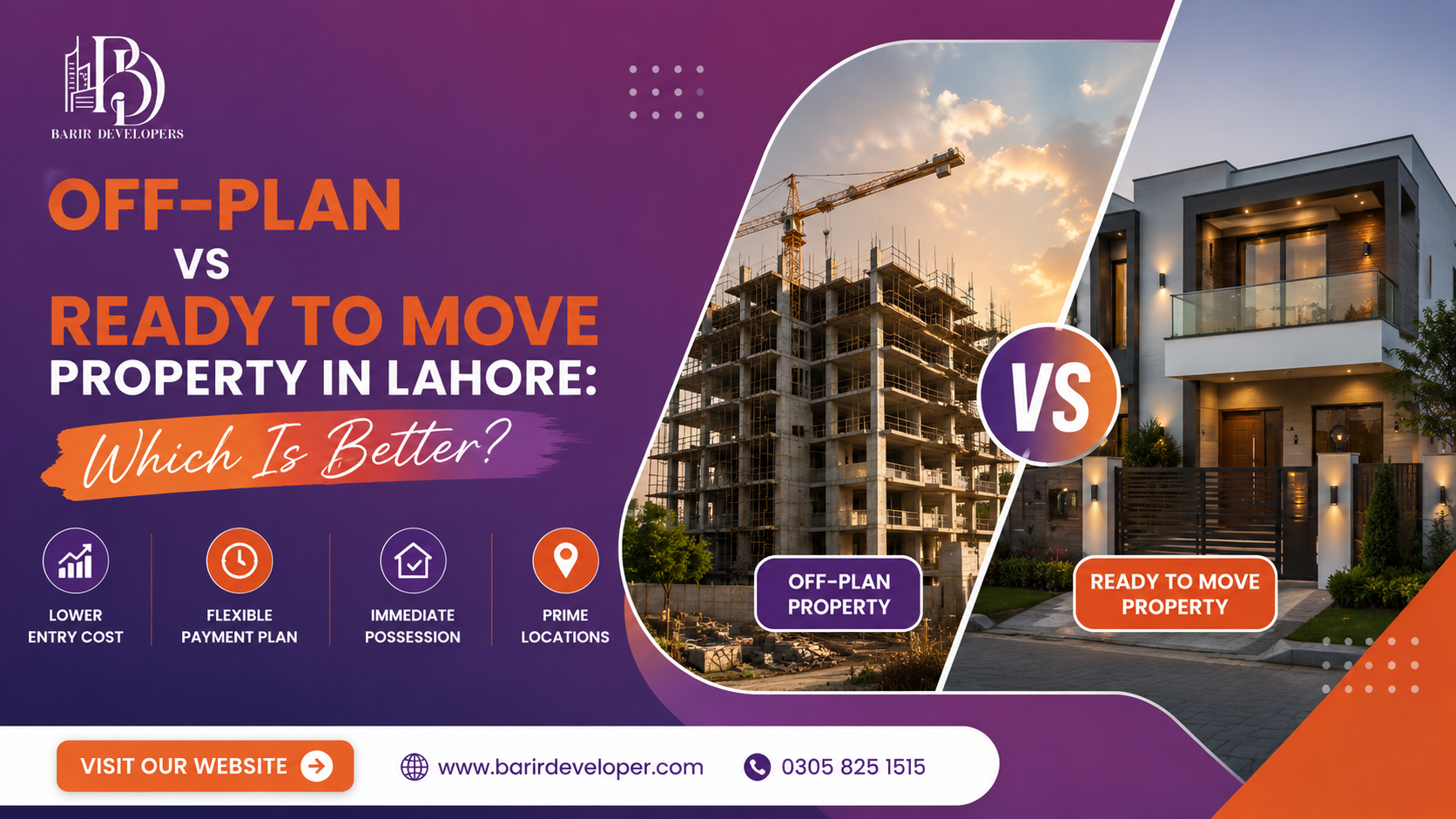 off-plan vs ready to move property in Lahore
